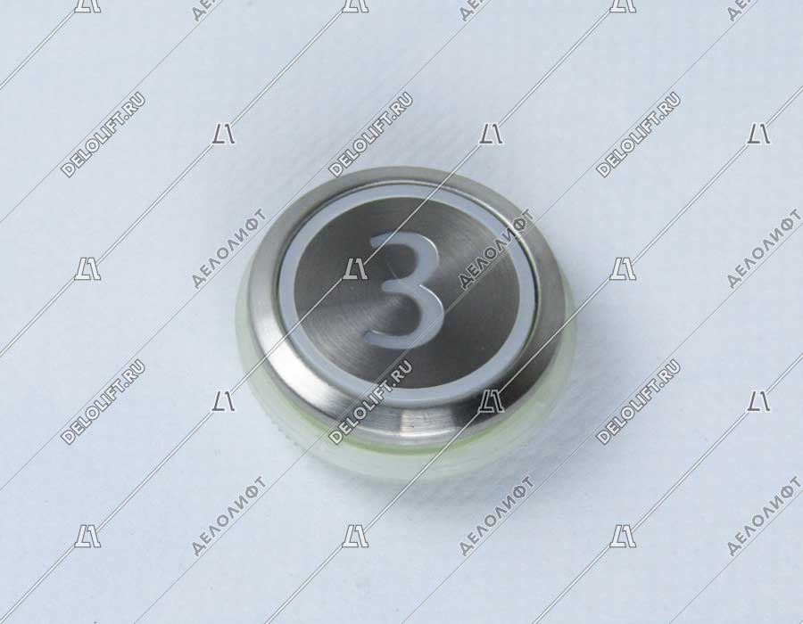 Кнопка приказа, круглая, серебристая поверхность, AVDBUT, этаж 3, красная подсветка