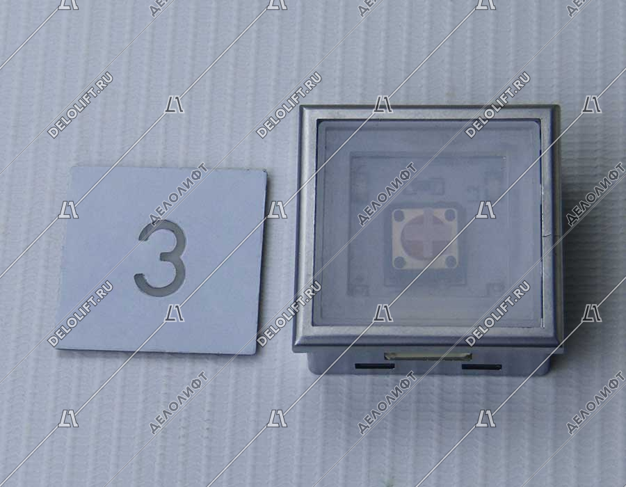 Кнопка приказа, KT40 STEP, 40x40, голубая подсветка, 3 этаж