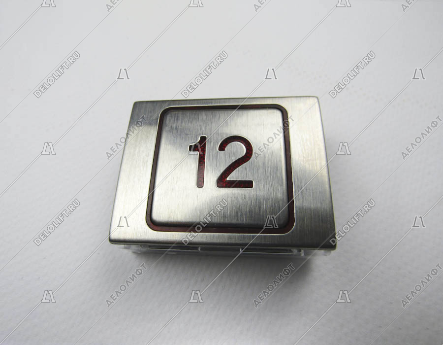 Кнопка приказа, "12" этаж, красная подсветка