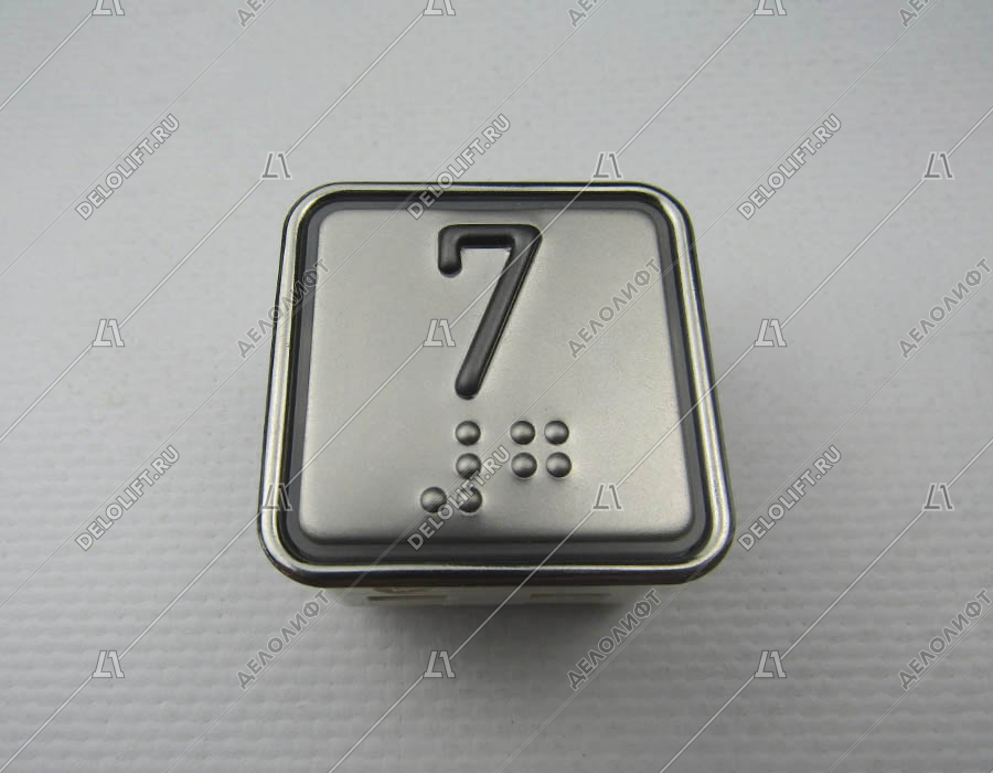 Кнопка вызова/приказа, MT42 RUS, 7 этаж, выдавленная надпись, красная подсветка, c Брайлем