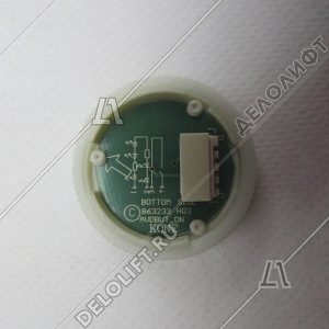 Кнопка приказа, круглая, серебристая поверхность, AVDBUT, этаж 16, красная подсветка