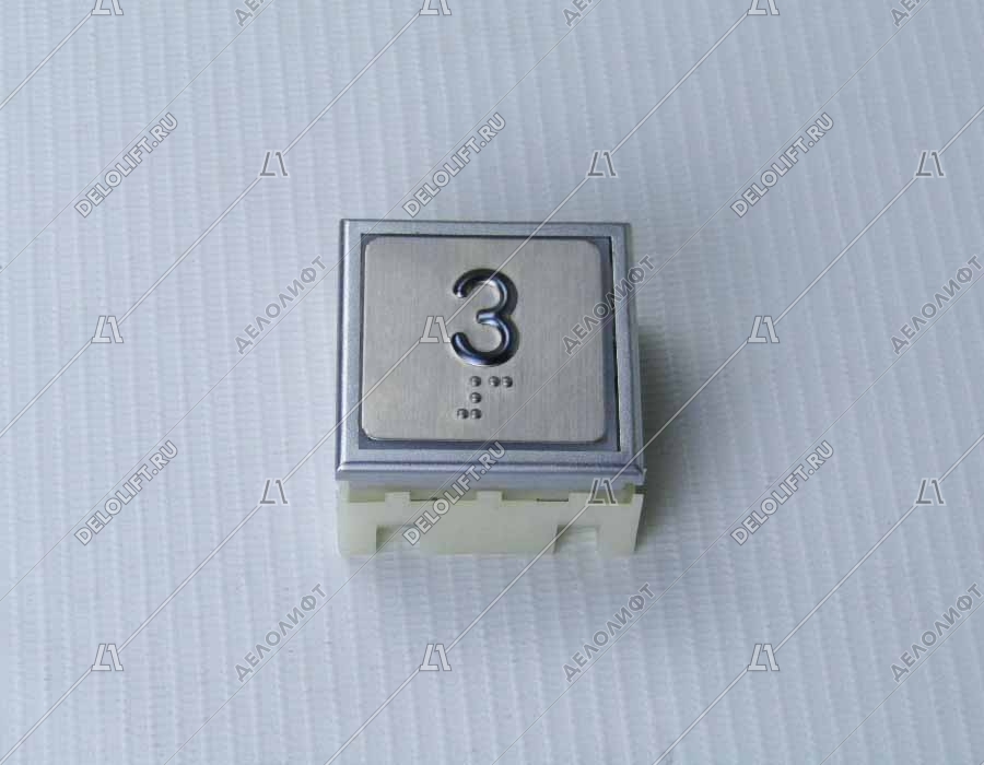 Кнопка вызова/приказа, тип KT40 STEP C, 40х40 мм, 3 этаж, красная подсветка, c Браилем