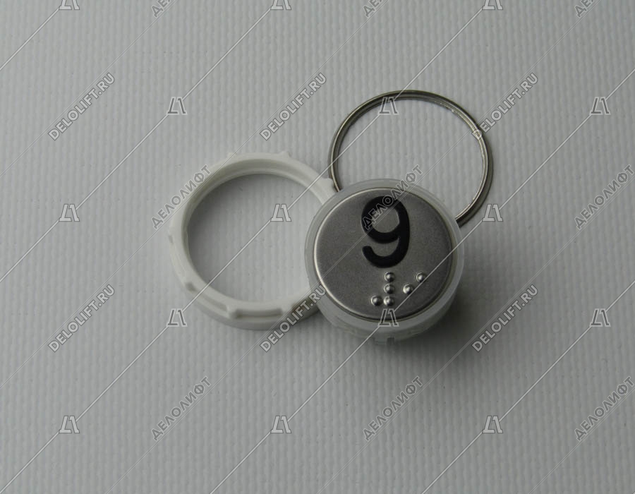 Кнопка вызова/приказа, Venus, 9 этаж, с кодом Брайля, красная подсветка (разъем MLK)