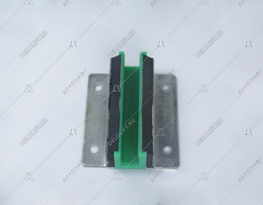 Башмак направляющей кабины/противовеса, T - 16 мм, L - 130 мм, метал. корпус, резин. буфера и вклады