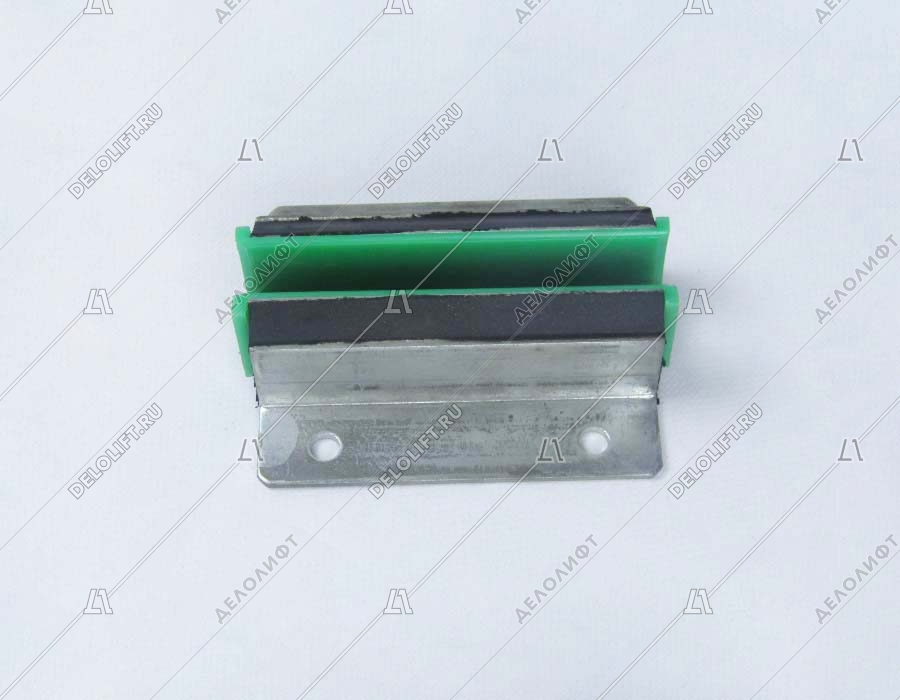 Башмак направляющей кабины/противовеса, T - 16 мм, L - 130 мм, метал. корпус, резин. буфера и вклады