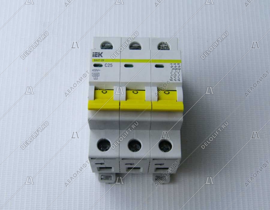 Выключатель автоматический, IEK BA47-29 C25A 3Р 400V Uв 230V 50 Гц