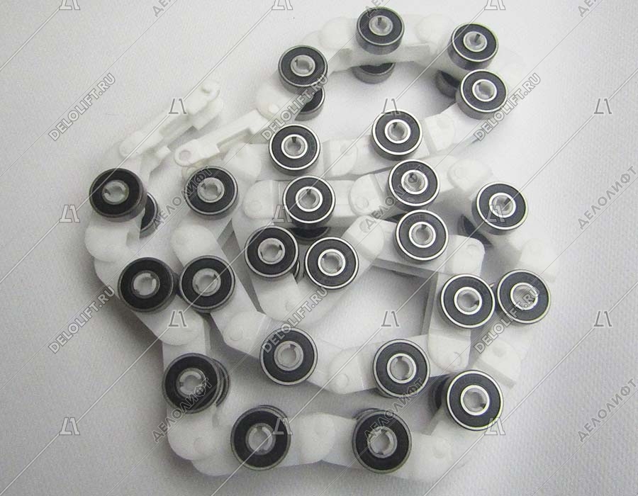 Цепь отклоняющая/огибающая/обводная, R20, 24 звена, новый тип, белые звенья