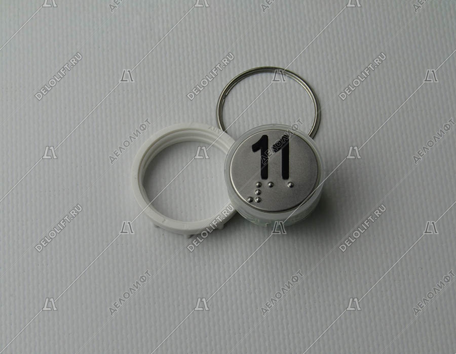 Кнопка вызова/приказа, Venus, 11 этаж, с кодом Брайля, красная подсветка (разъем MLK)