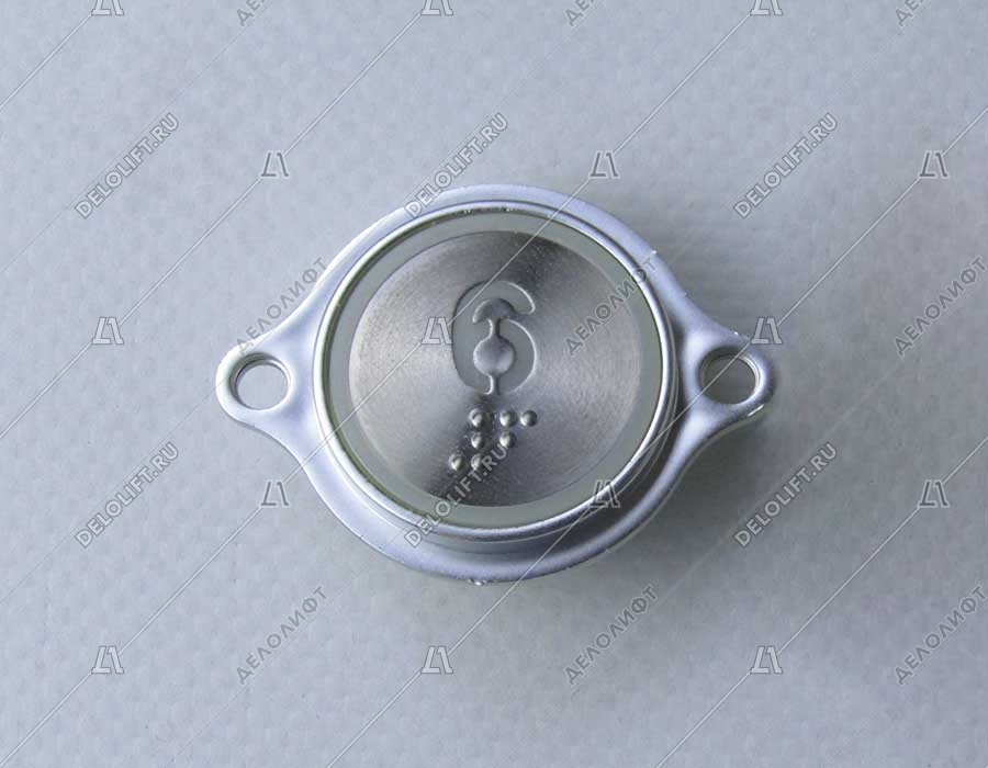 Кнопка вызова/приказа, AVDBUT, 6 этаж, круглая, серебристая поверхность, красная подсветка, с крепёжными отверстиями и Брайлем