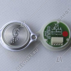 Кнопка вызова/приказа, AVDBUT, 6 этаж, круглая, серебристая поверхность, красная подсветка, с крепёжными отверстиями и Брайлем