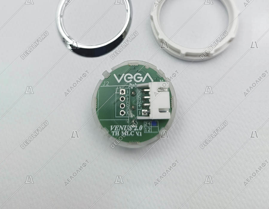 Кнопка вызова/приказа, Venus, -1 этаж, с кодом Брайля, синяя подсветка (разъем MLC)