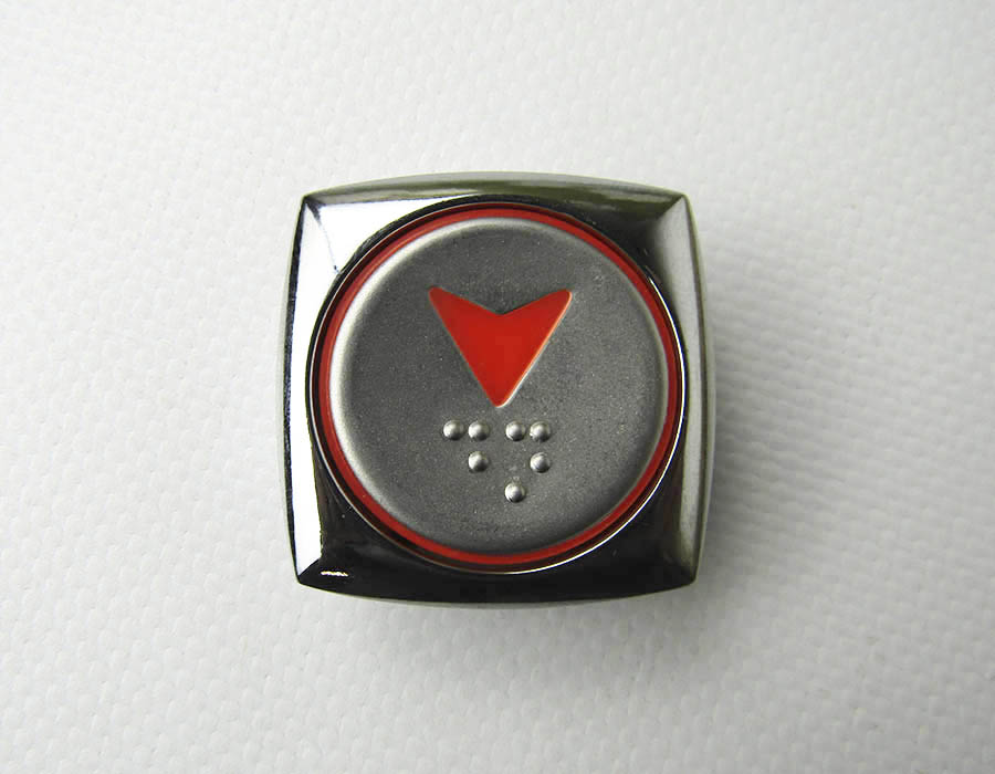 Кнопка вызова, стрелка вниз, с Брайлем, оранжевая подсветка