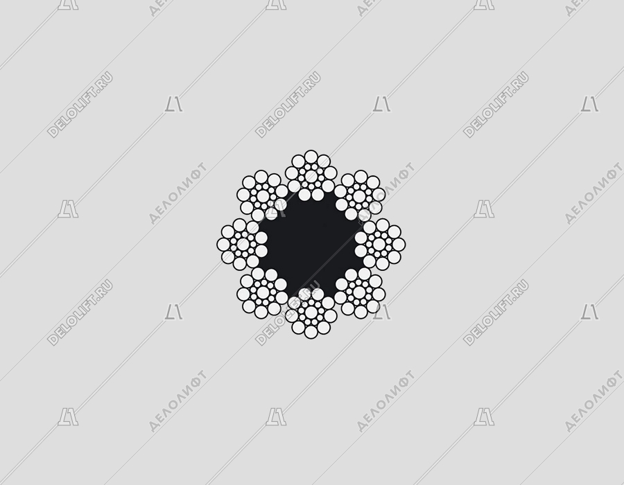 Канат/трос тяговый, d - 8 мм, DIN 3062, 8х19S-FC, FE-bk-1570(1370/1770), 29,4кН, стальной, оцинкованный