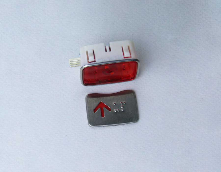 Кнопка приказа, ASY, вверх, красная подсветка, с Брайлем