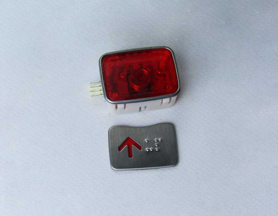 Кнопка приказа, ASY, вверх, красная подсветка, с Брайлем