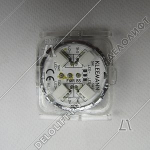 Кнопка приказа, круглая, "стрелка вниз" FMR BS, красная подсветка, с брайлем