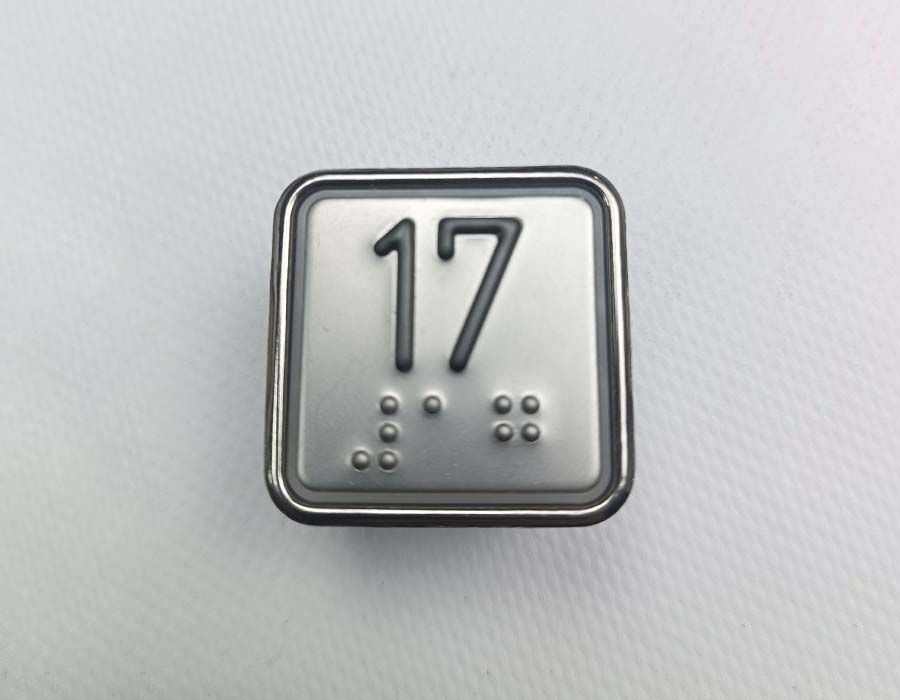 Кнопка вызова/приказа, MT42 RUS, 17 этаж, выдавленная надпись, красная подсветка, c Брайлем