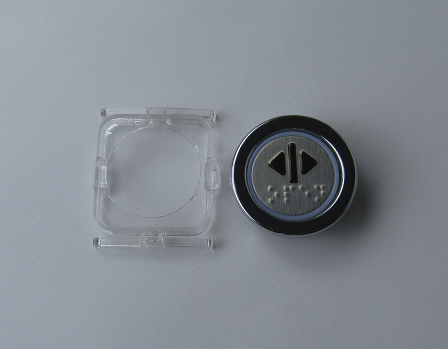 Кнопка приказа, круглая, "открытие" FMR BS, красная подсветка, с брайлем