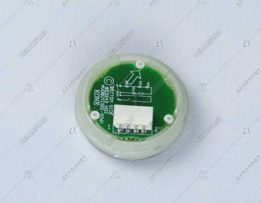 Кнопка приказа, круглая, серебристая поверхность, AVDBUT, этаж 2, красная подсветка