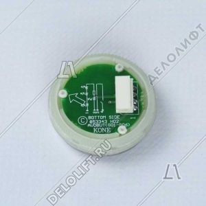 Кнопка приказа, круглая, серебристая поверхность,  AVDBUT, этаж 2, красная подсветка