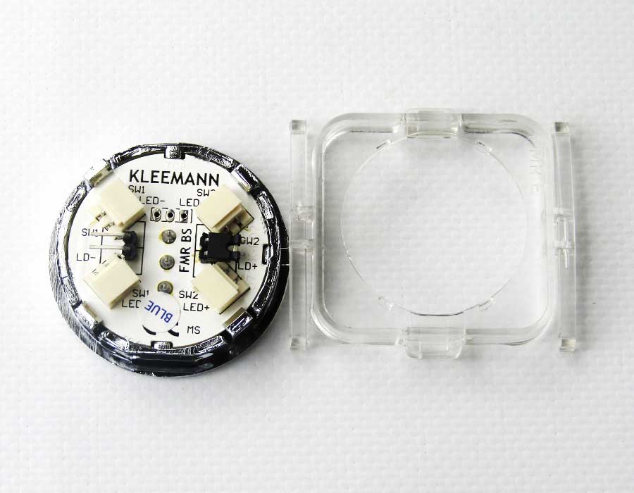 Кнопка приказа, круглая, "7" FMR BS, синяя подсветка, с брайлем