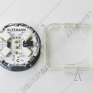 Кнопка приказа, круглая, "17" FMR BS, синяя подсветка, с брайлем