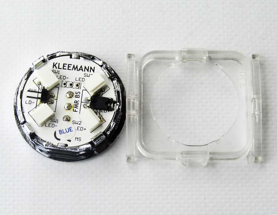 Кнопка приказа, круглая, "4" FMR BS синяя подсветка, с брайлем