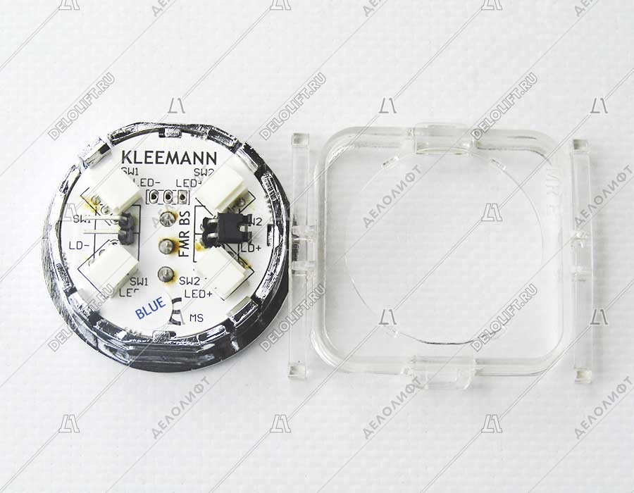 Кнопка приказа, круглая, "13" FMR BS, синяя подсветка, с брайлем