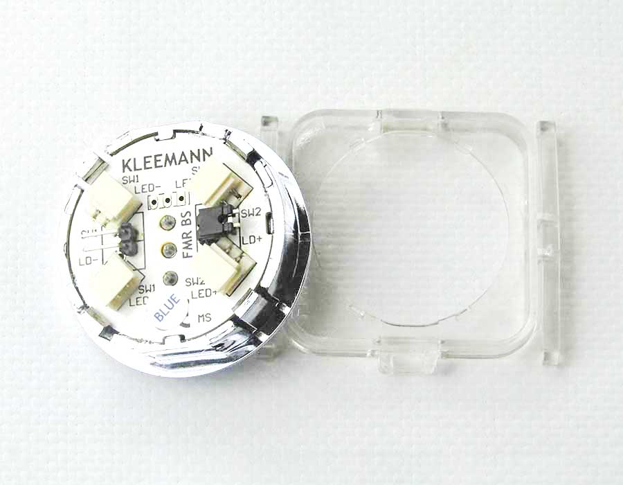 Кнопка приказа, круглая, "14" FMR BS, синяя подсветка, с брайлем