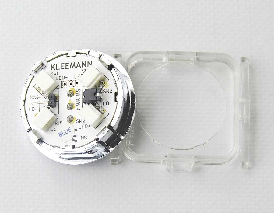 Кнопка приказа, круглая, "16" FMR BS, синяя подсветка, с брайлем