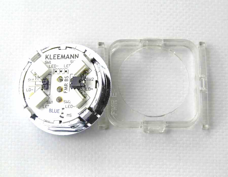 Кнопка приказа, круглая, "11" FMR BS, синяя подсветка, с брайлем