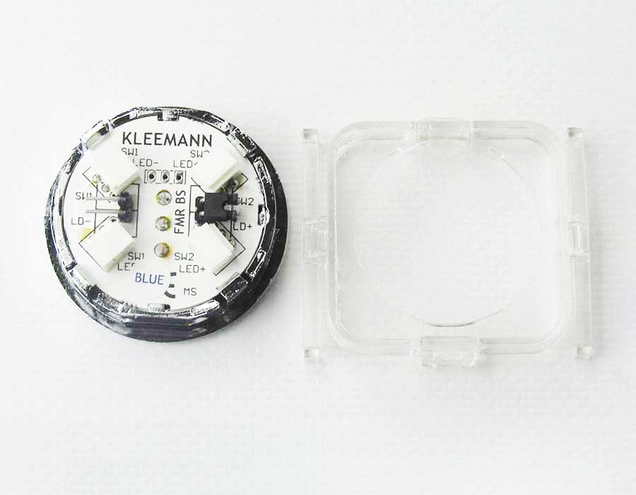 Кнопка приказа, круглая, "11" FMR BS, синяя подсветка, с брайлем