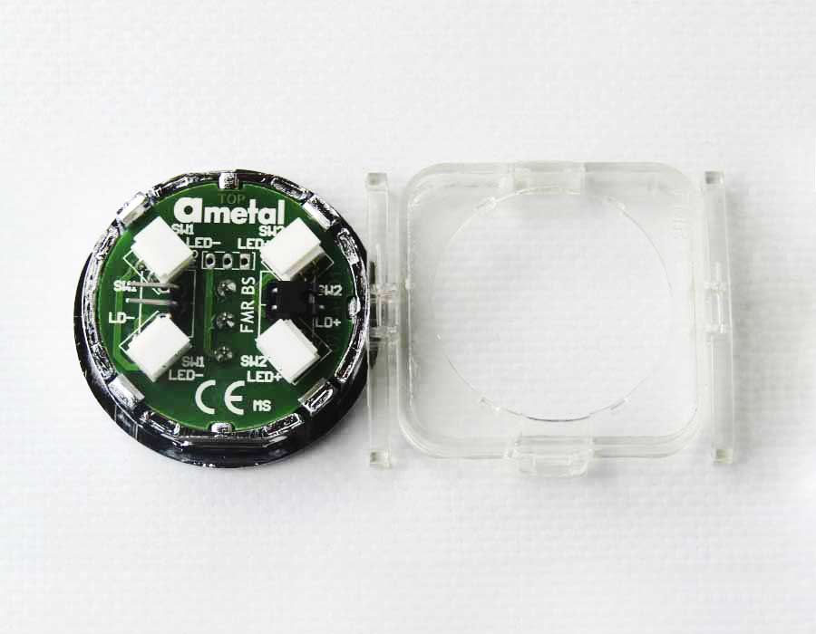 Кнопка приказа, круглая, "12" FMR BS, красная подсветка, с брайлем