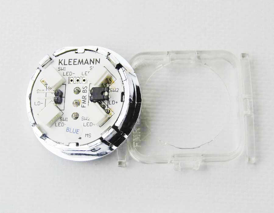 Кнопка приказа, круглая, "12" FMR BS, синяя подсветка, с брайлем