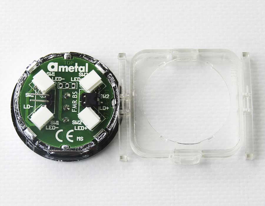 Кнопка приказа, круглая, "10" FMR BS, красная подсветка, с брайлем