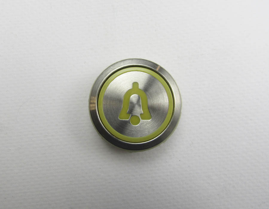 Кнопка приказа, круглая, серебристая поверхность, AVDBUT, вызов диспетчера, красная подсветка
