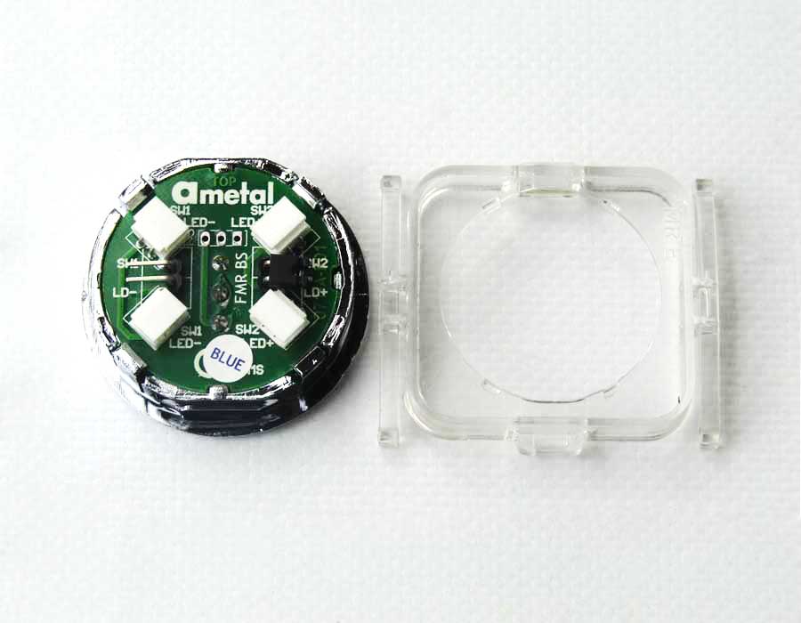 Кнопка приказа, круглая, "вентиляция" FMR BS, синяя подсветка, с брайлем