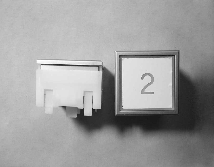 Кнопка приказа, KT40 STEP, 40x40, голубая подсветка, 2 этаж