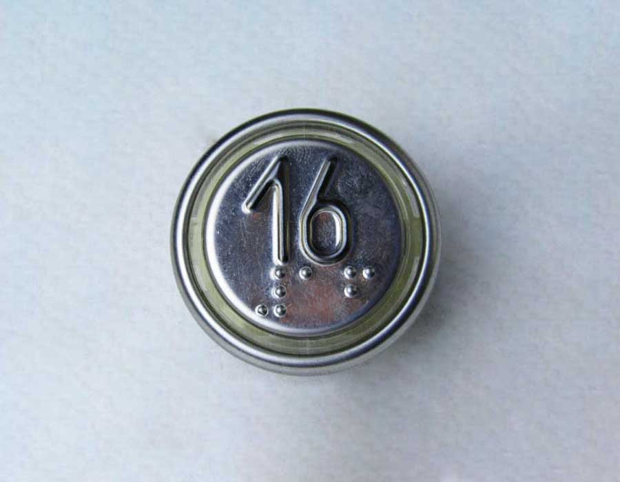 Кнопка вызова/приказа ВКЛ13А-7-4И, 16 этаж, с Брайлем, красная индикация