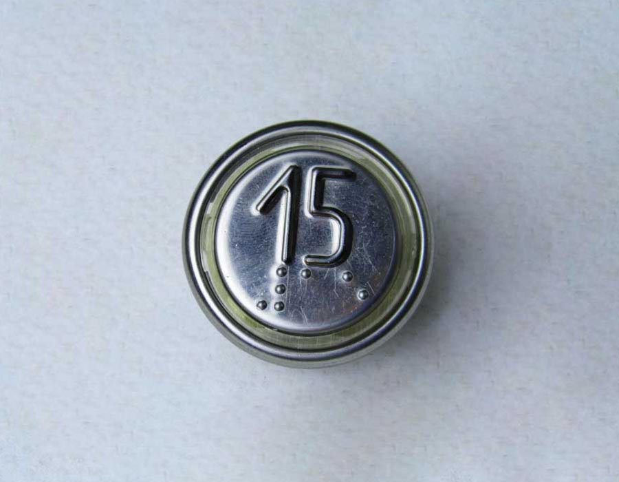 Кнопка вызова/приказа ВКЛ13А-7-4И, 15 этаж, с Брайлем, красная индикация