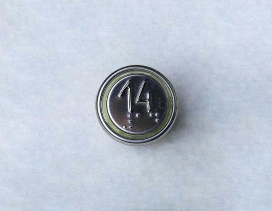 Кнопка вызова/приказа ВКЛ13А-7-4И, 14 этаж, с Брайлем, красная индикация