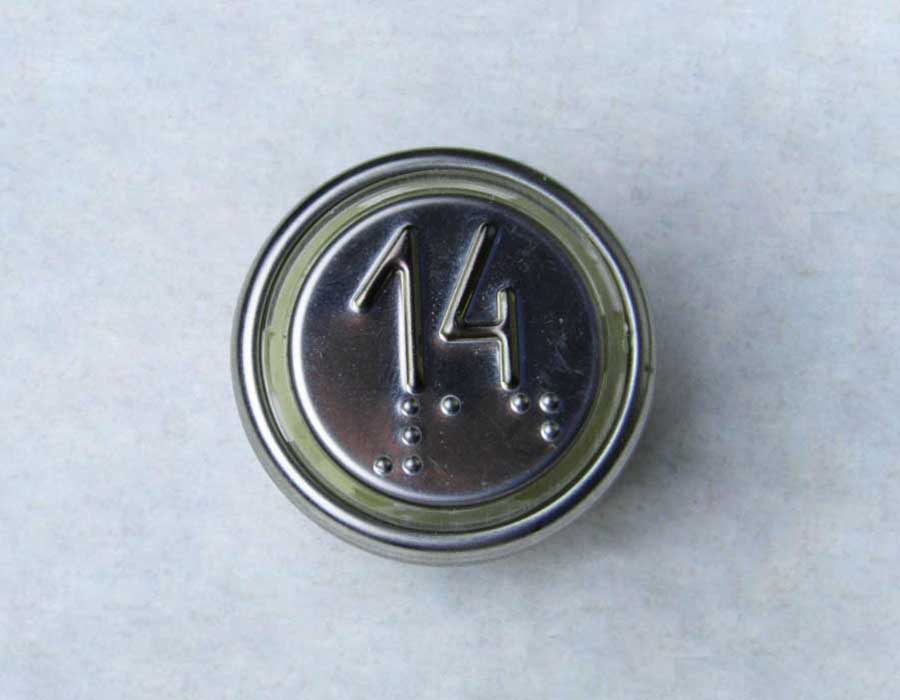 Кнопка вызова/приказа ВКЛ13А-7-4И, 14 этаж, с Брайлем, красная индикация