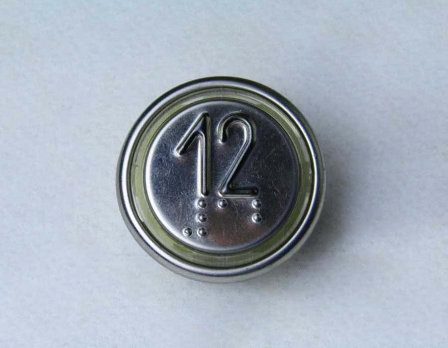 Кнопка вызова/приказа ВКЛ13А-7-4И, 12 этаж, с Брайлем, красная индикация