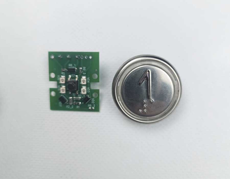 Кнопка вызова/приказа ВКЛ13А-7-4И, 1 этаж, с Брайлем, красная индикация