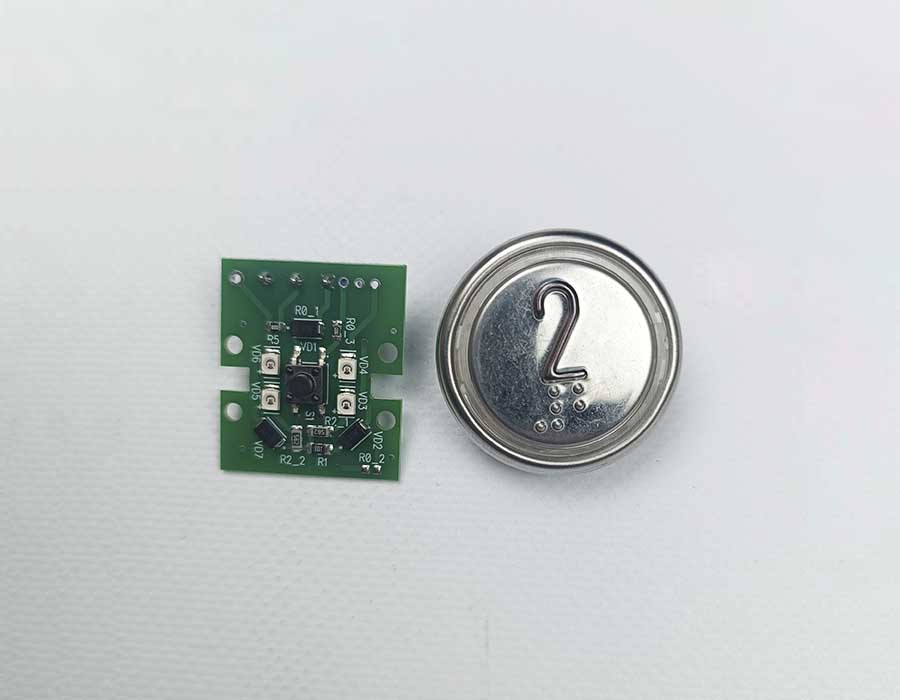 Кнопка вызова/приказа ВКЛ13А-7-4И, 2 этаж, с Брайлем, красная индикация