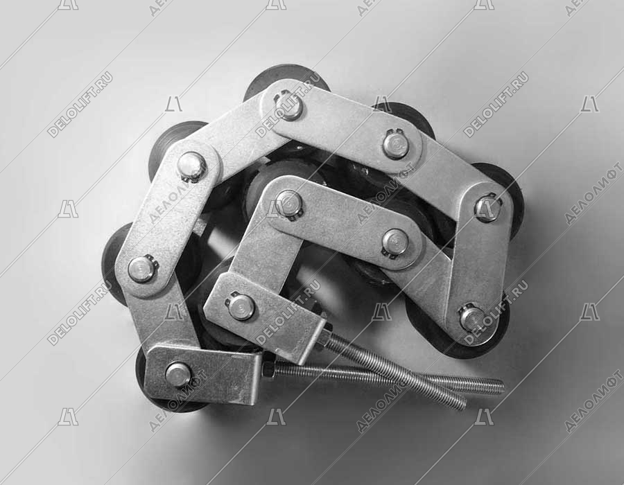 Прижимная цепь поручня, 506 NCE, 10 роликов, шаг - 70 мм, с кронштейном и пружиной