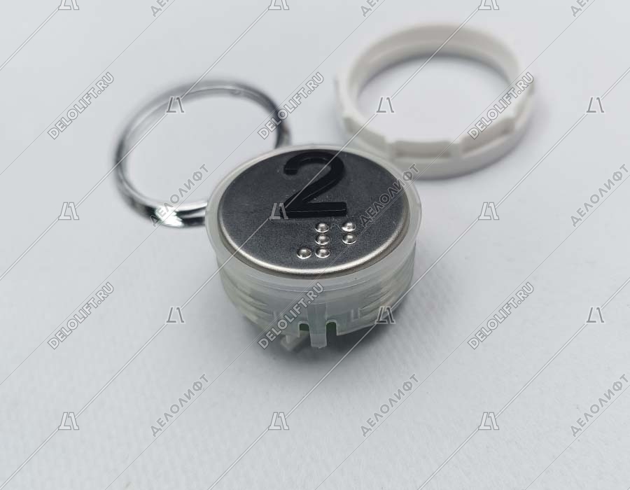 Кнопка вызова/приказа, Venus, 2 этаж, с кодом Брайля, синяя подсветка (разъем MLC)