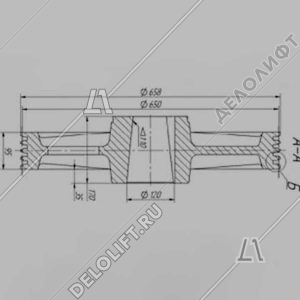 Канатоведущий шкив (КВШ), 650х4х12, d - 120 мм