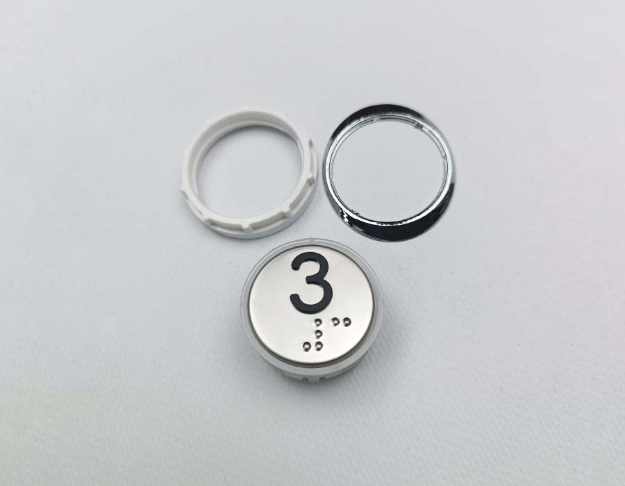 Кнопка вызова/приказа, Venus, 3 этаж, с кодом Брайля, синяя подсветка (разъем MLC)