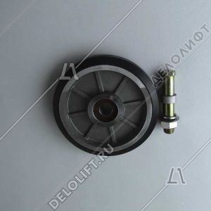 Ролик башмака, WRG150 D150/32мм, W=27мм, с осью, подшипник 6003, неопрен, боковой